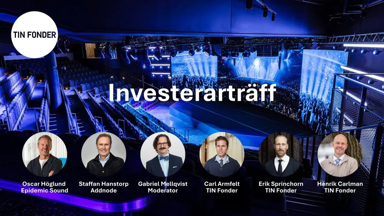 Scenen på TIN Fonders investerarträff 2026.